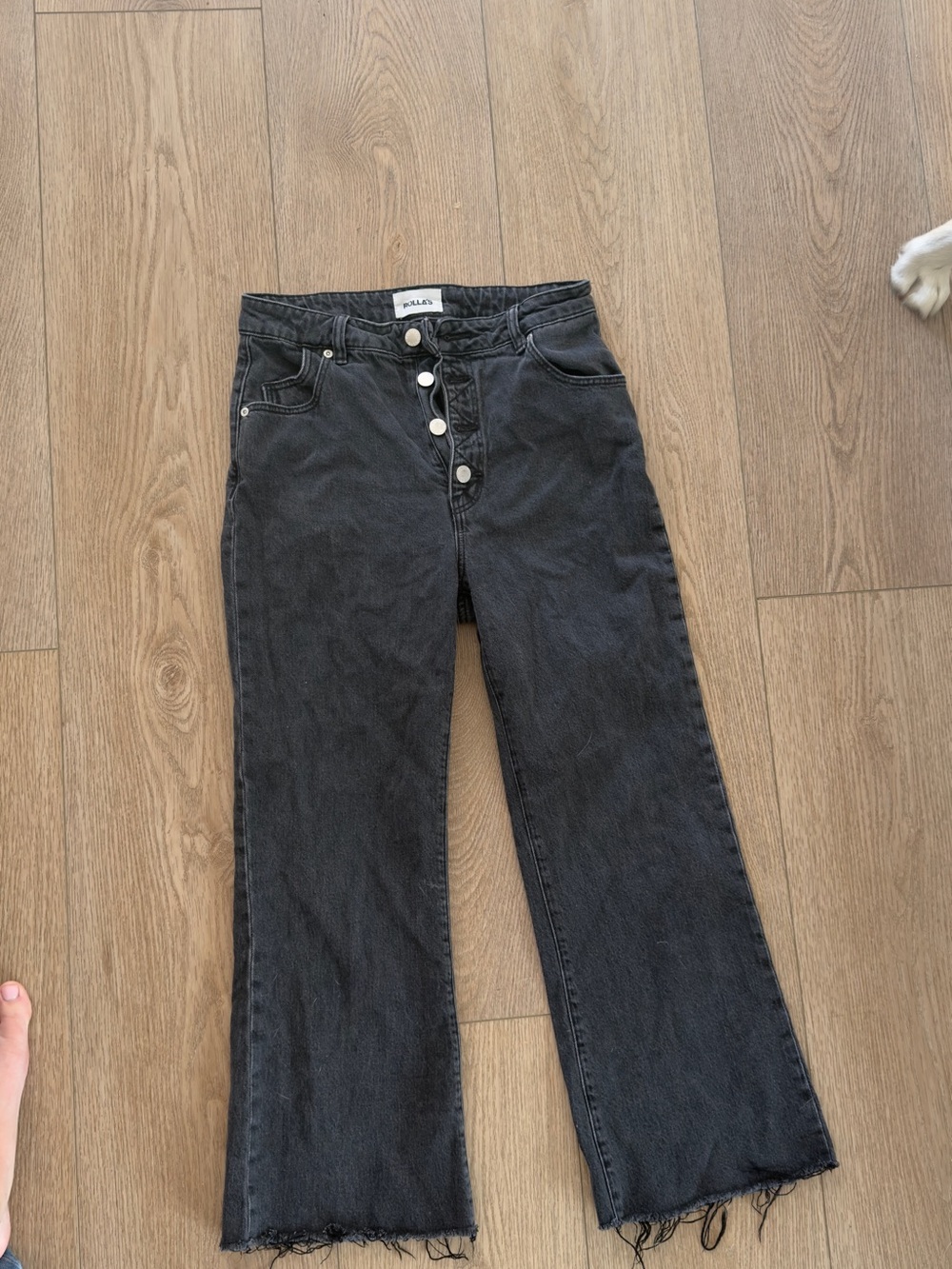 ROLLA'S Black High-Rise Flared Jeans with Button-Fly